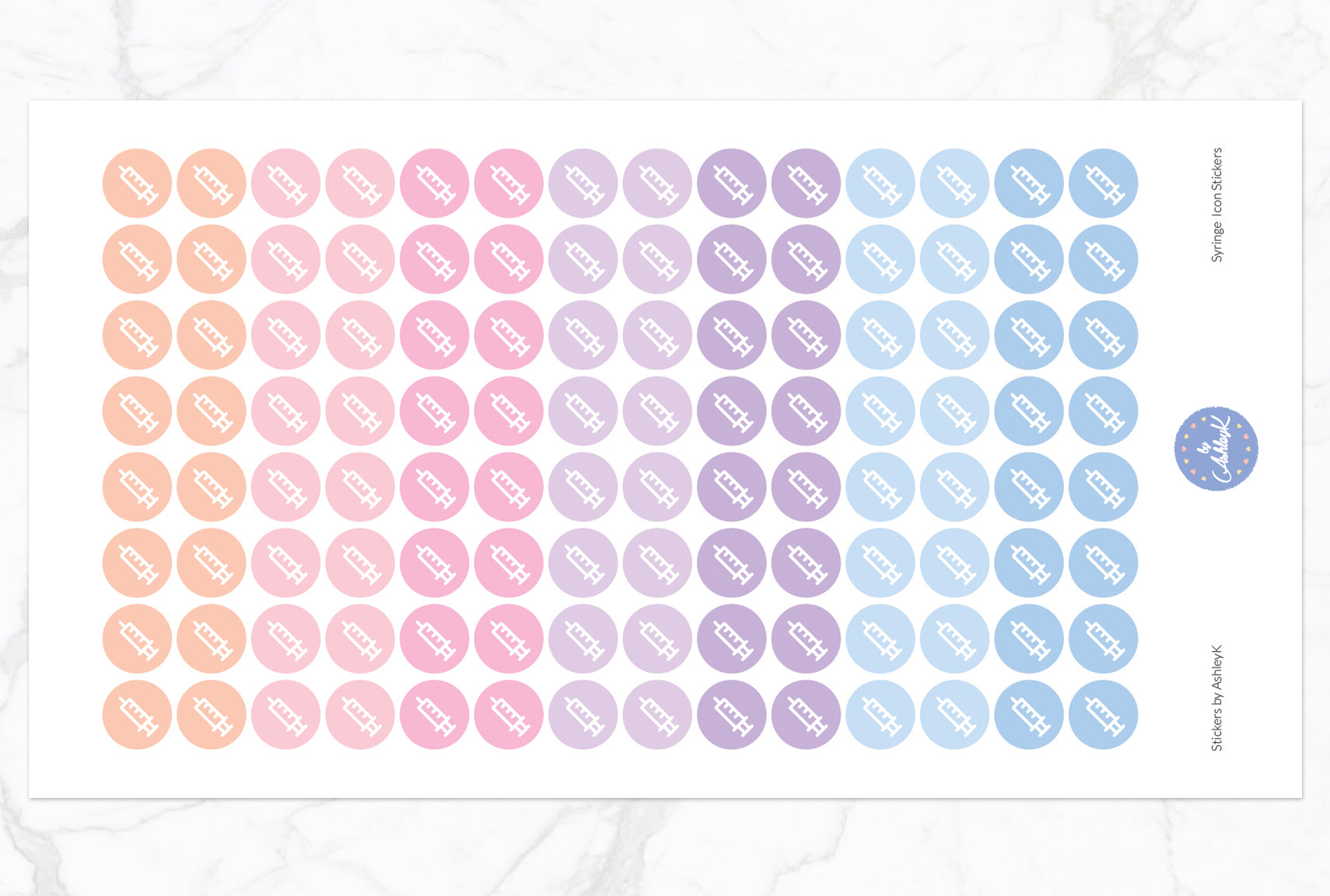 Syringe Icon Stickers - Pastel Sunset