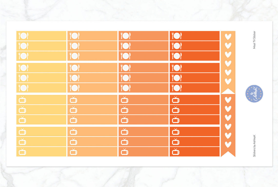 TV and Meal Stickers - Orange