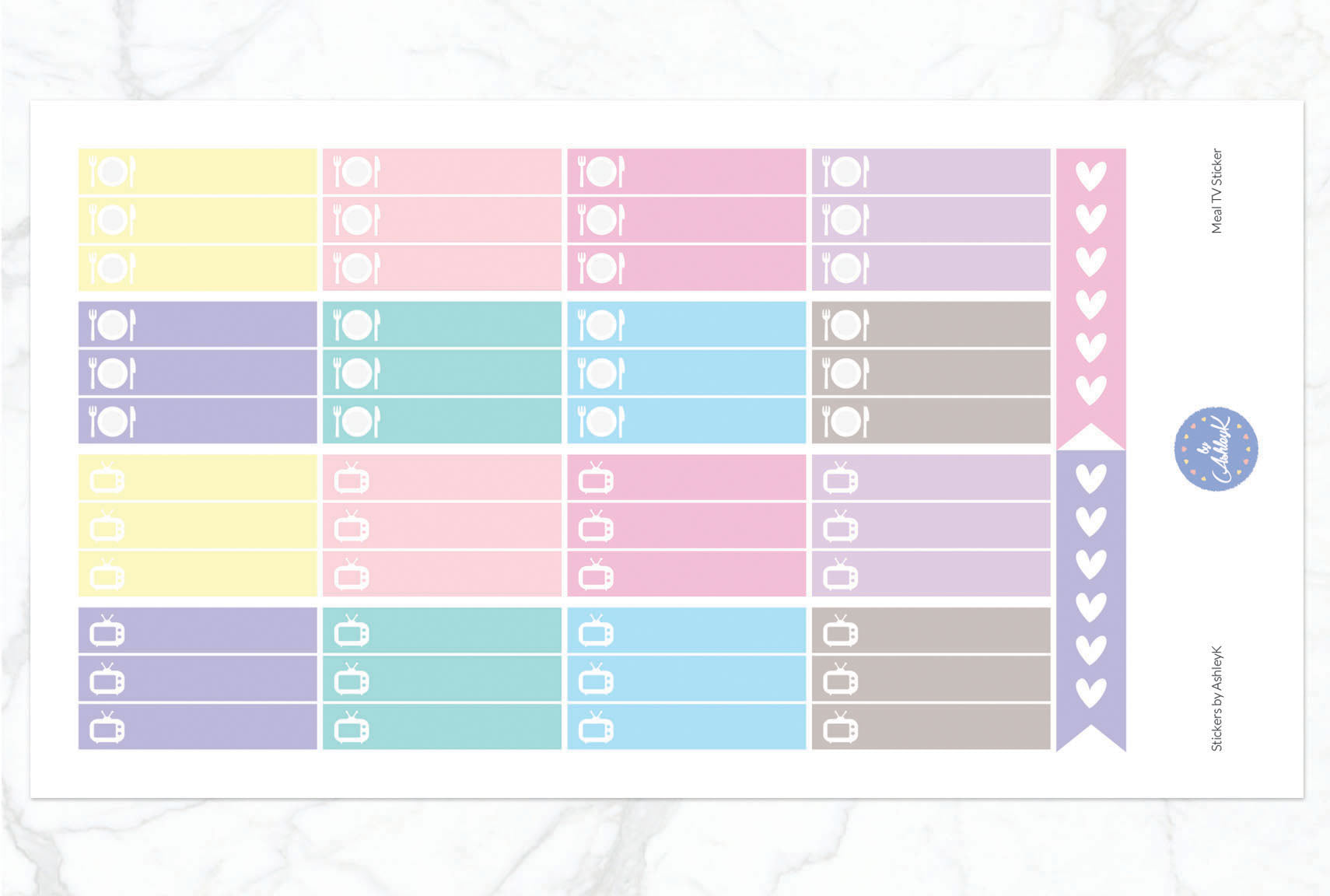 TV and Meal Stickers - Pastel