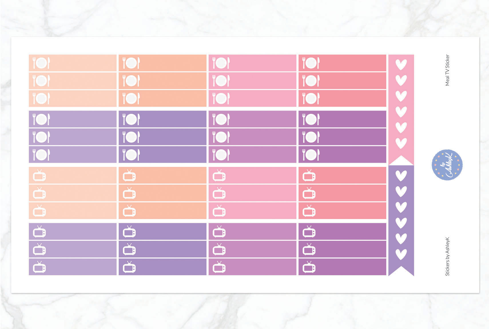 TV and Meal Stickers - Raspberry