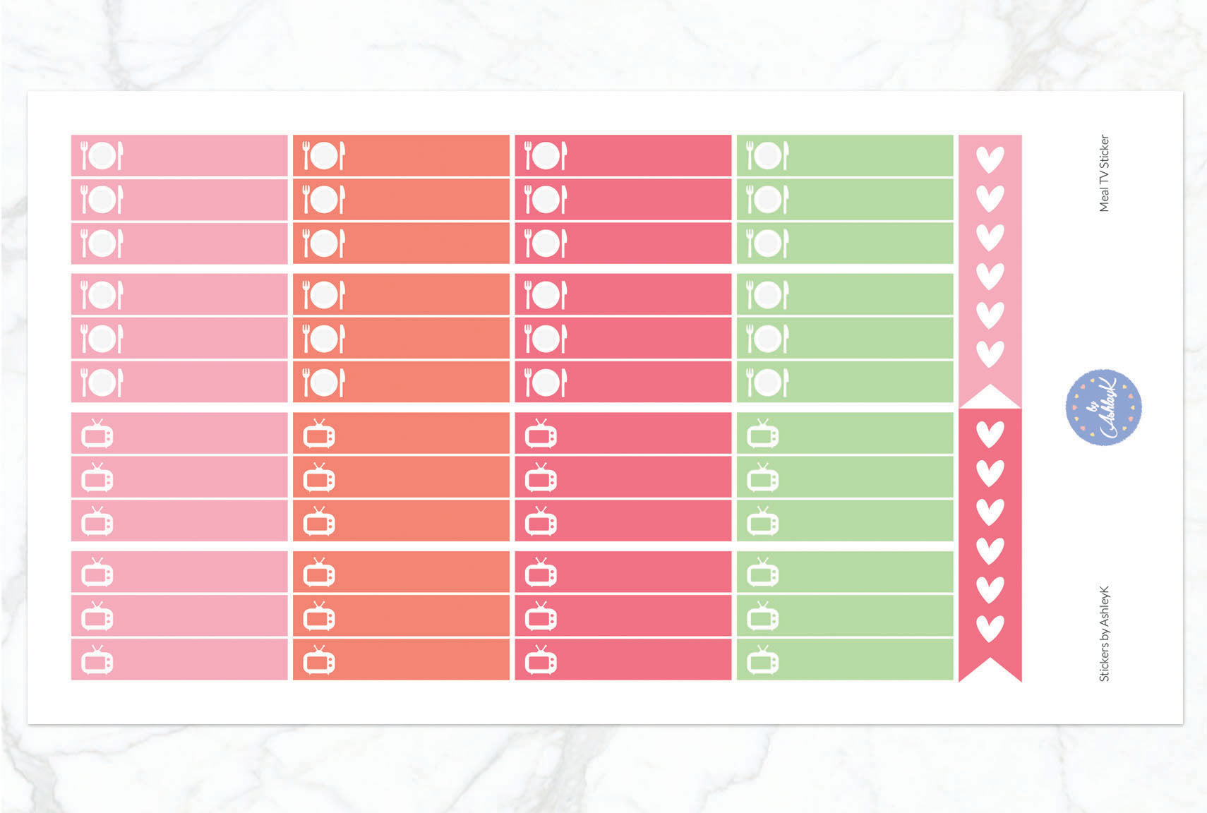 TV and Meal Stickers - Strawberry