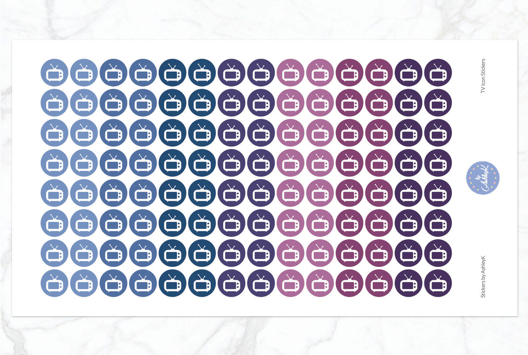 TV Icon Stickers - Blueberry