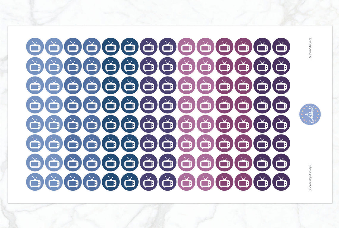 TV Icon Stickers - Blueberry