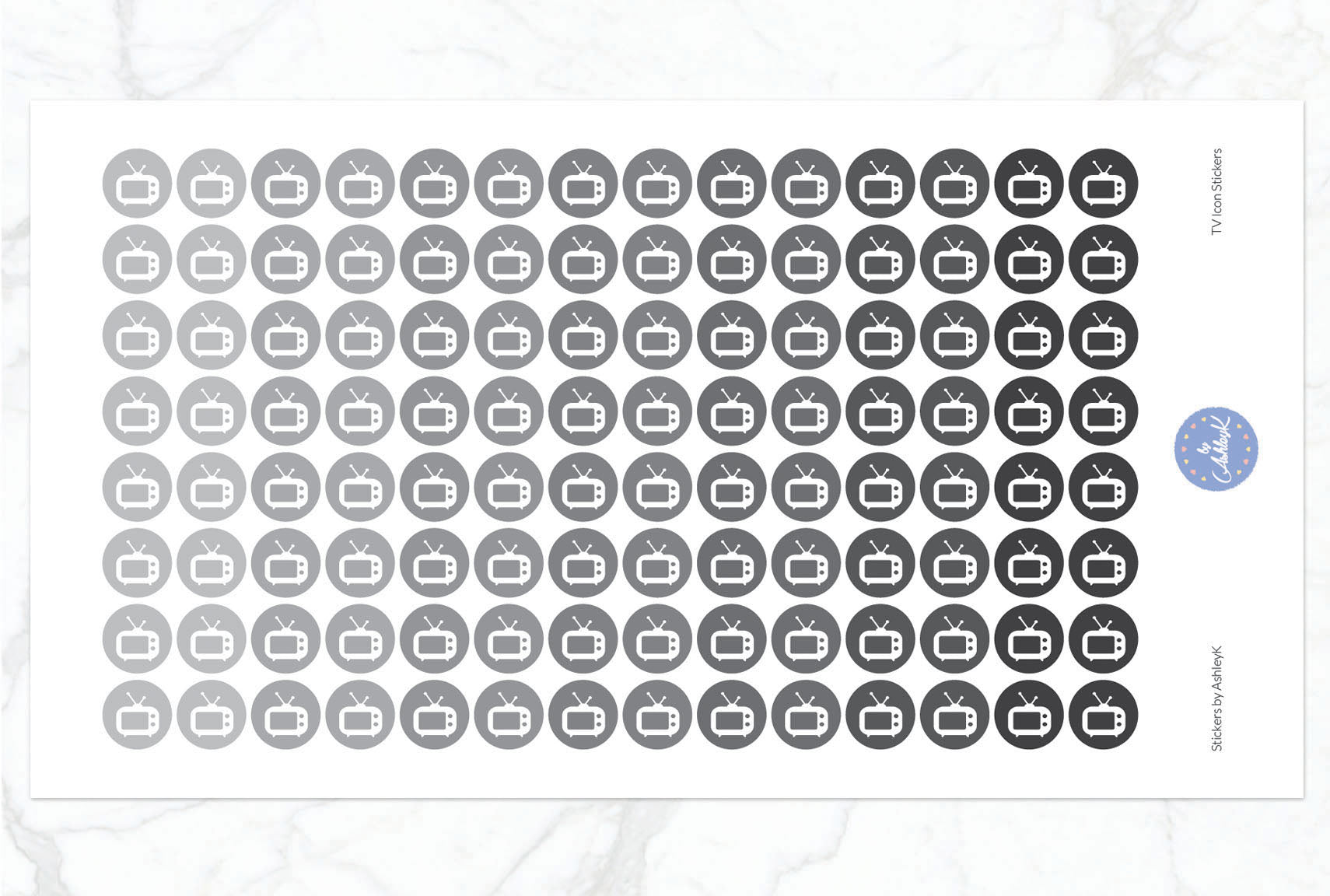 TV Icon Stickers - Monochrome