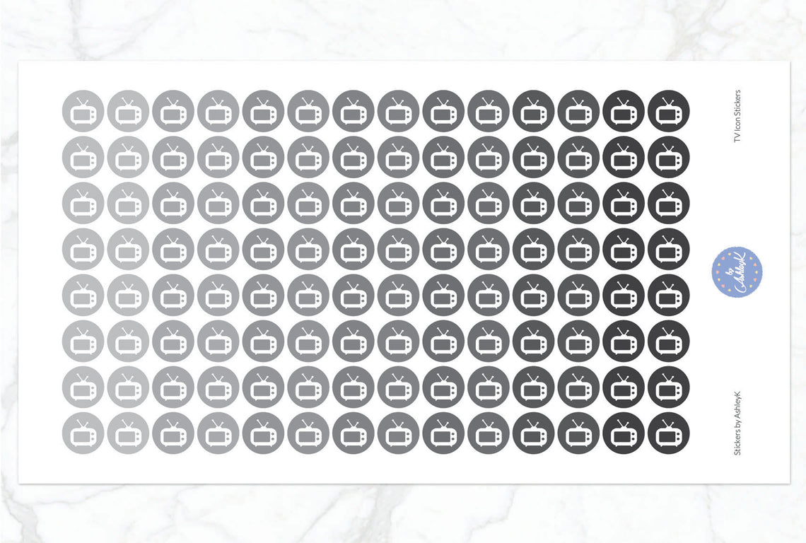 TV Icon Stickers - Monochrome