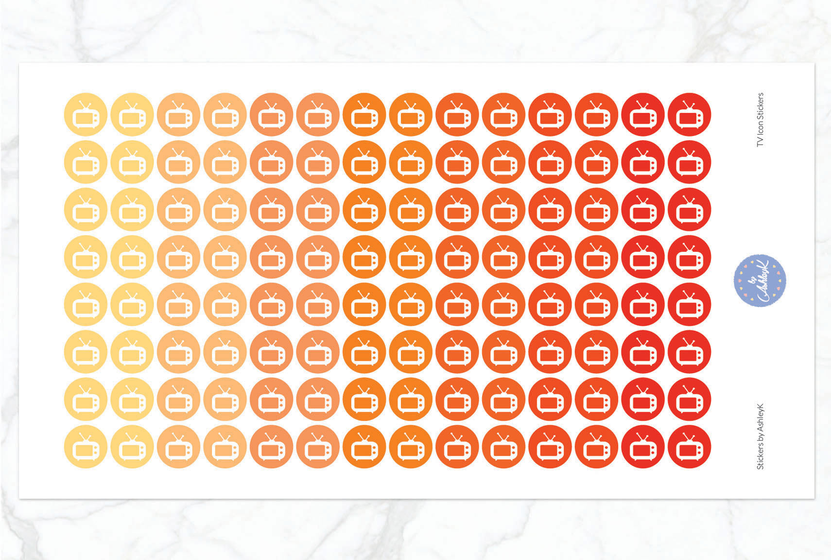 TV Icon Stickers - Orange