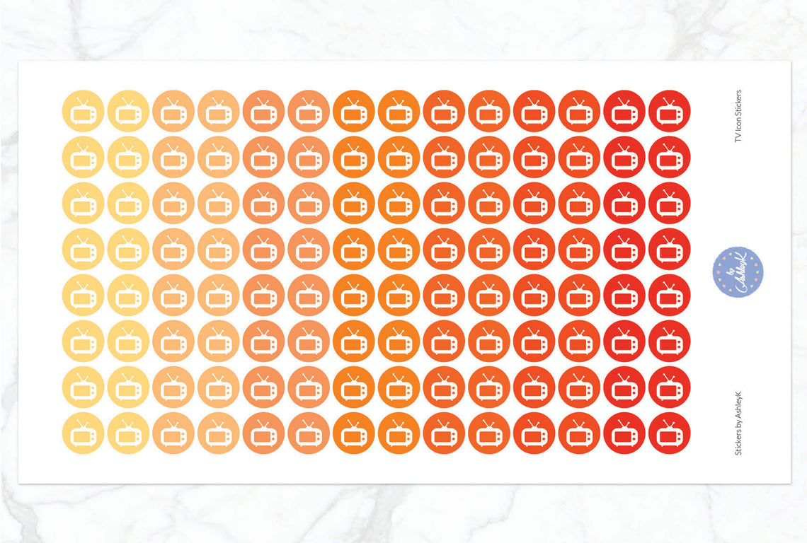 TV Icon Stickers - Orange