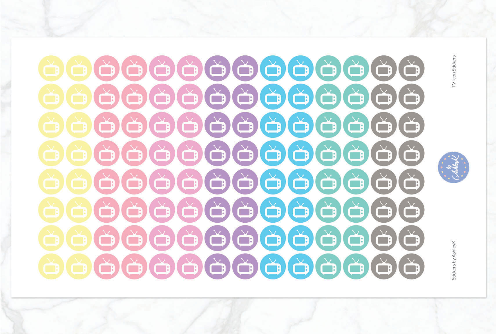 TV Icon Stickers - Pastel