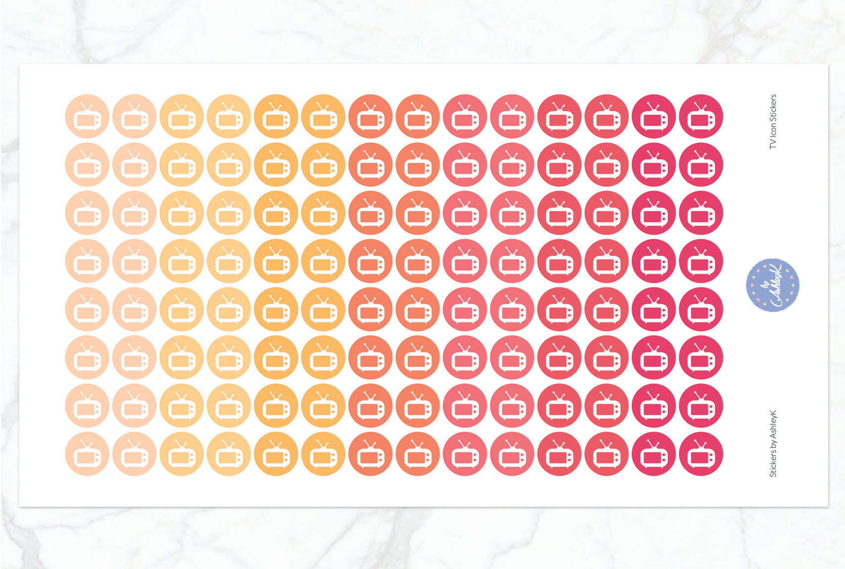 TV Icon Stickers - Peach