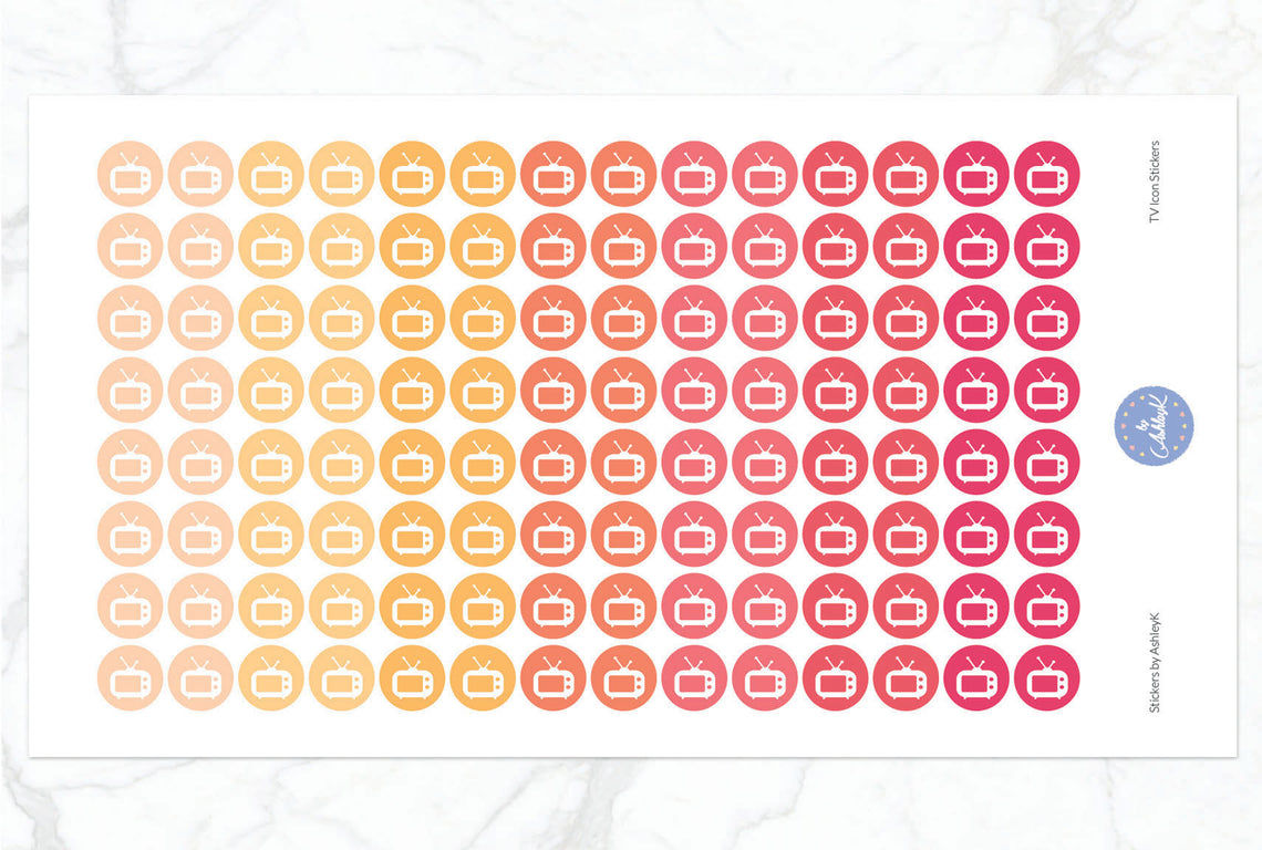 TV Icon Stickers - Peach