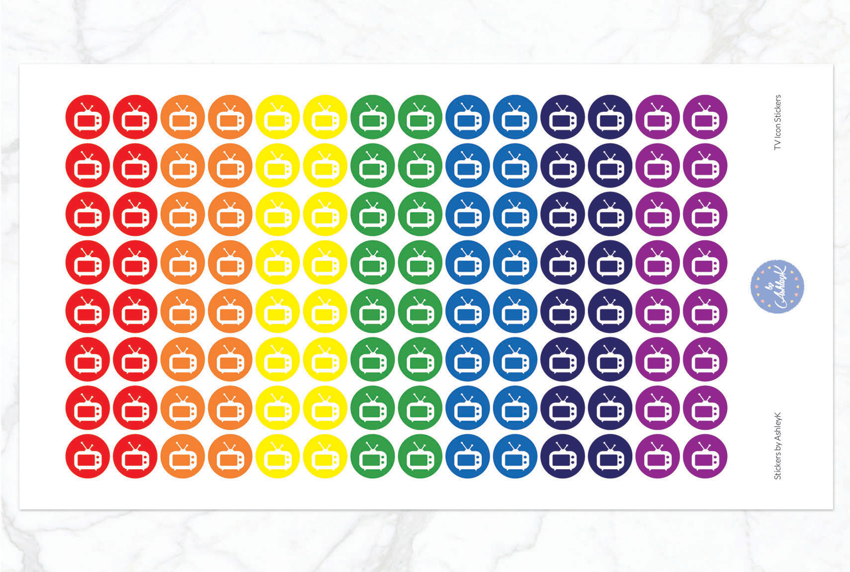 TV Icon Stickers - Rainbow