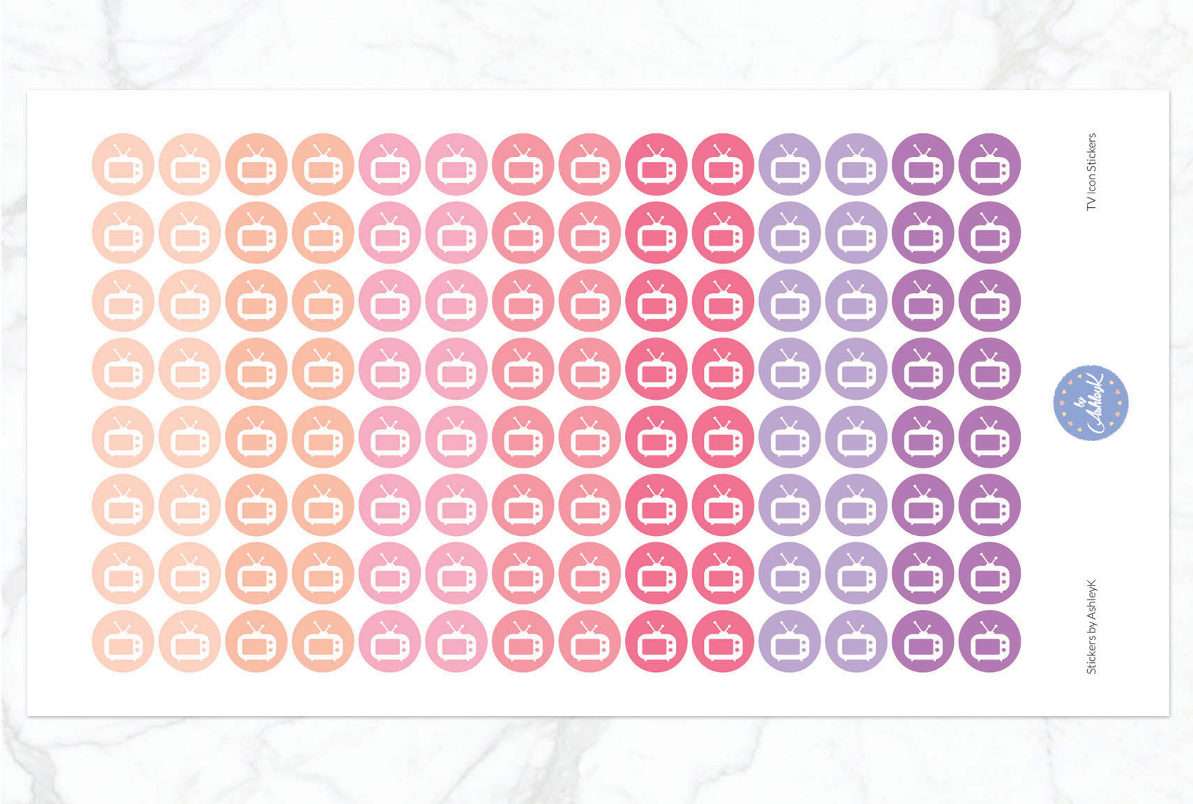 TV Icon Stickers - Raspberry