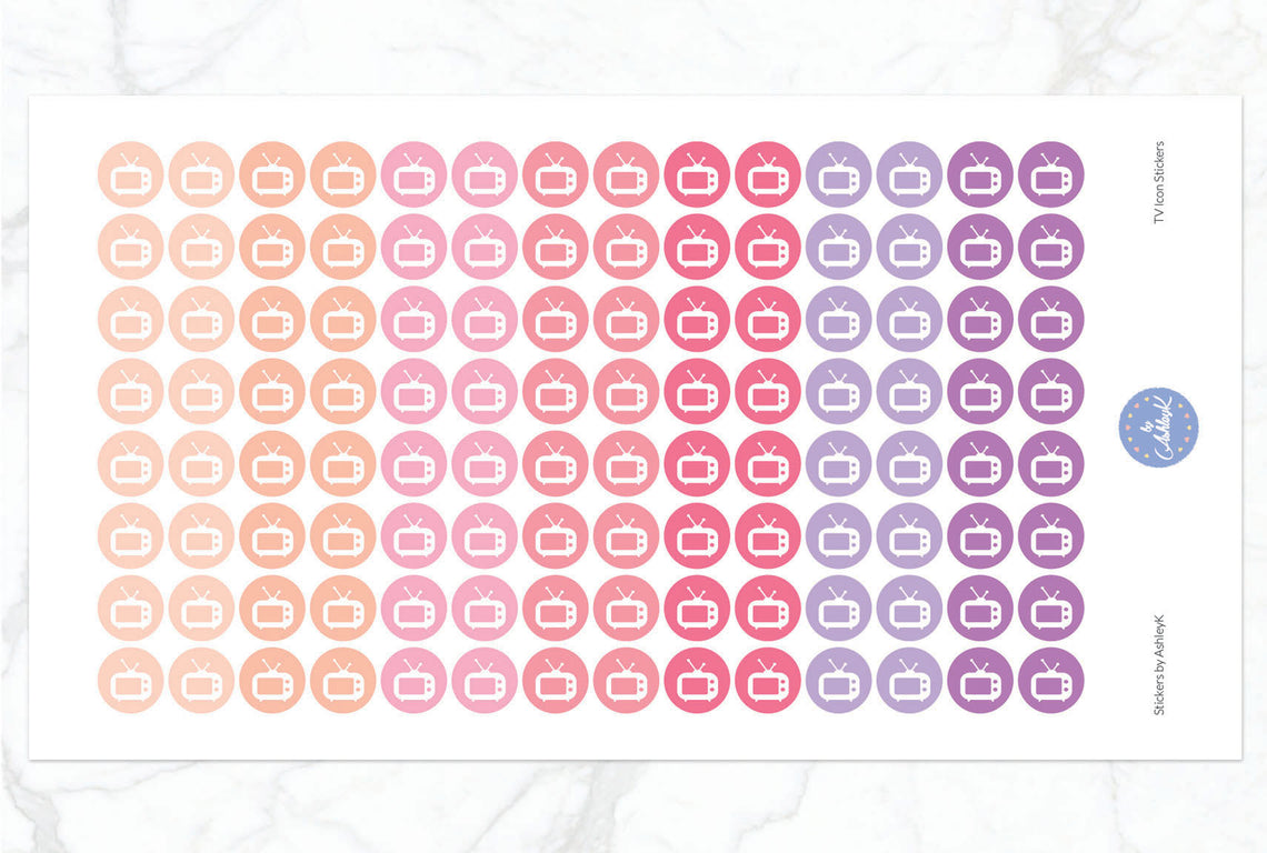 TV Icon Stickers - Raspberry
