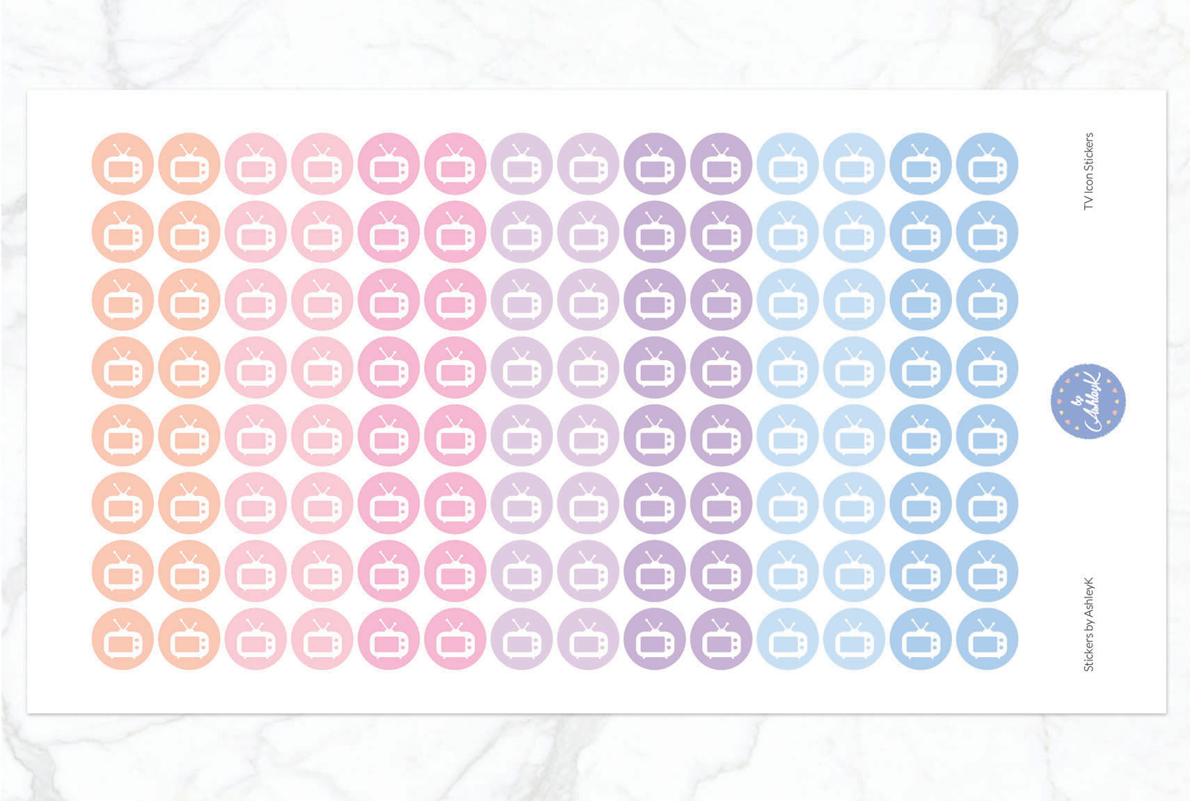 TV Icon Stickers - Pastel Sunset