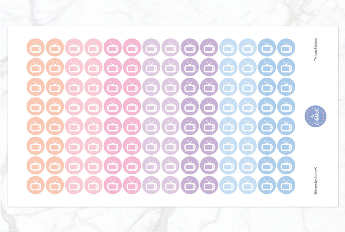 TV Icon Stickers - Pastel Sunset