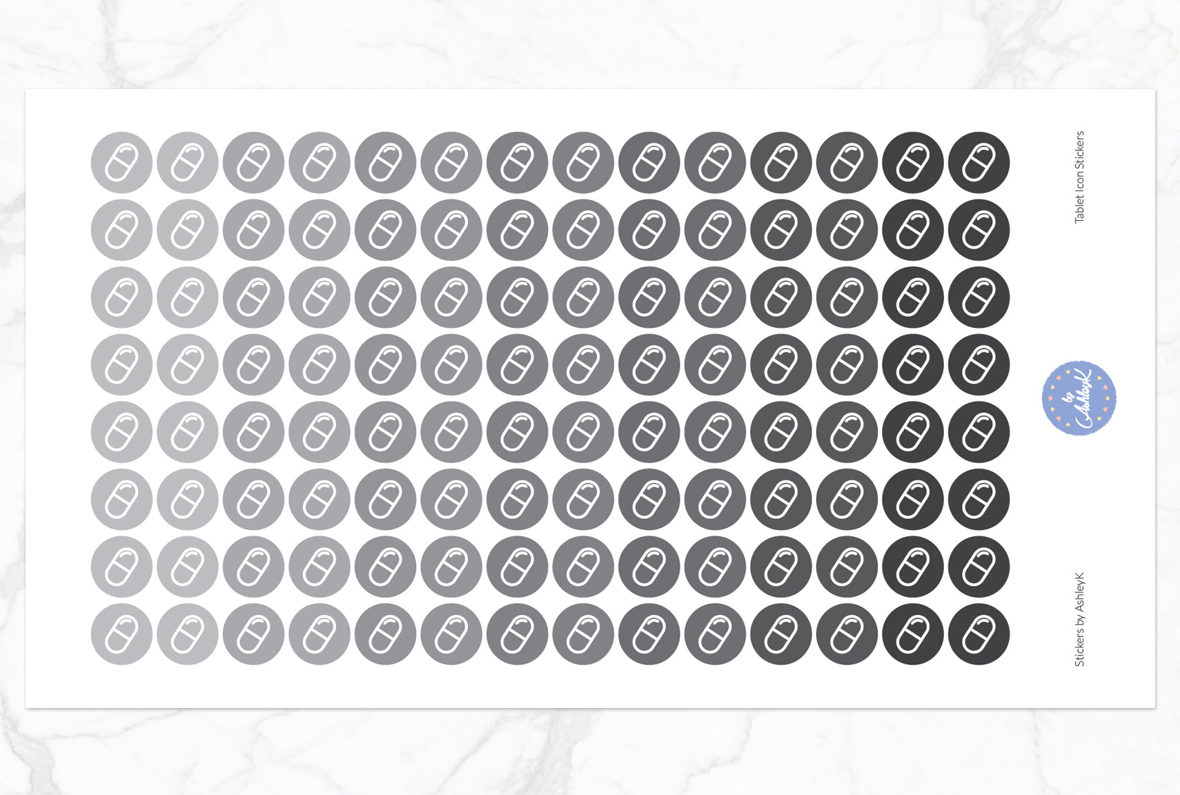 Tablet Icon Stickers - Monochrome