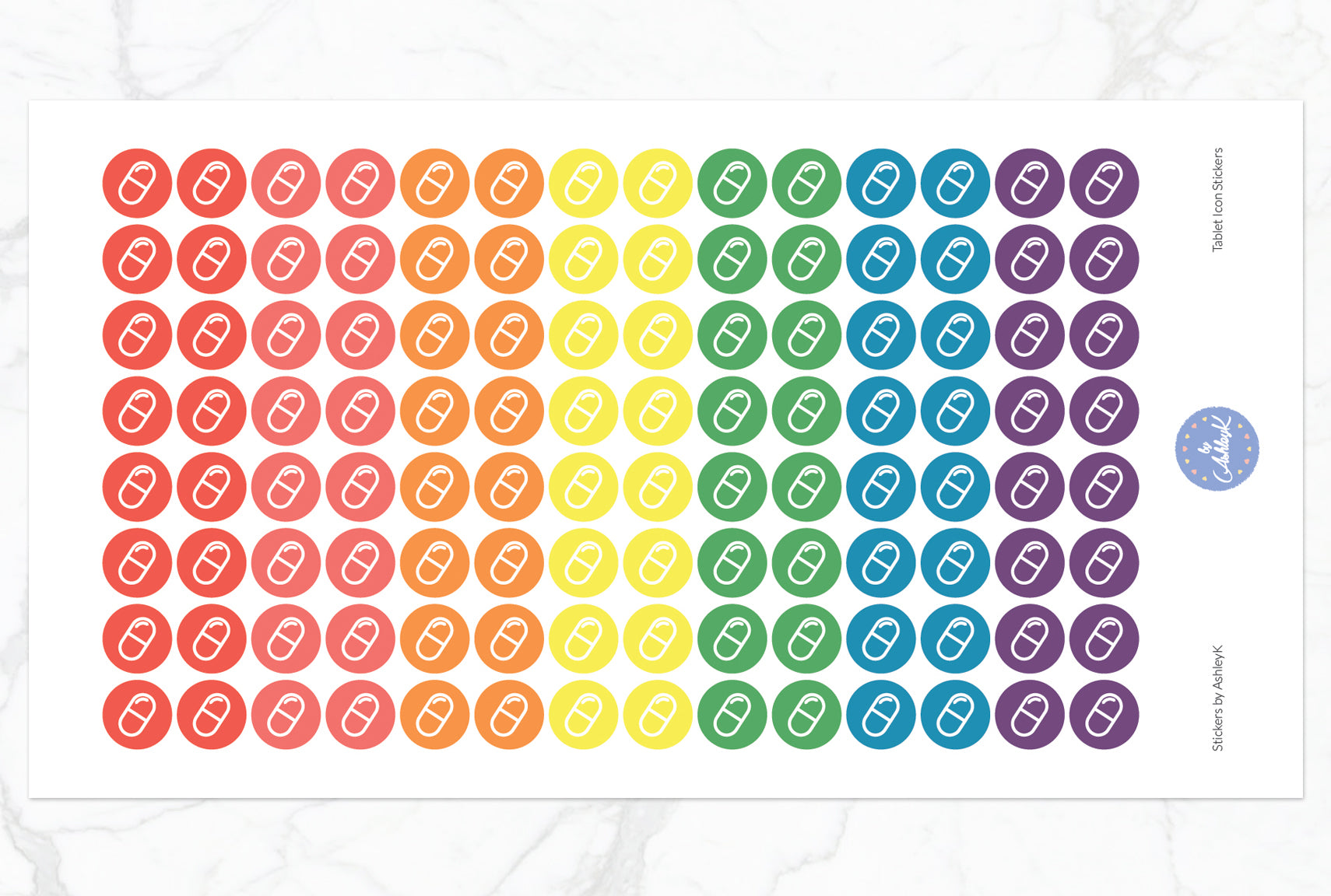 Tablet Icon Stickers - Pastel Rainbow