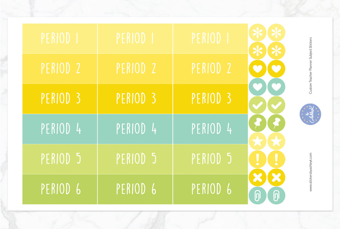Teacher Planner Custom Subject Header Stickers - Lemon&Lime
