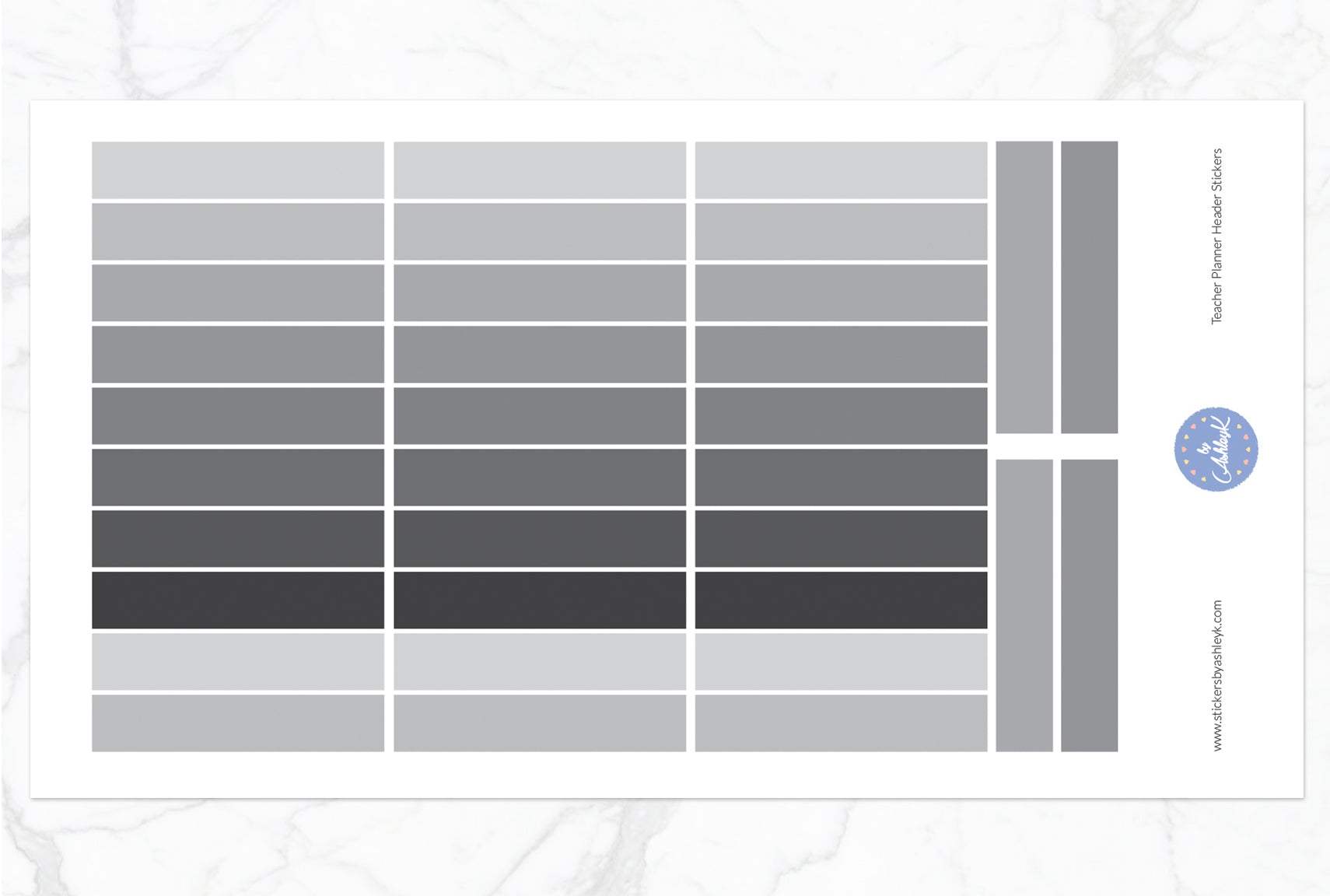 Teacher Planner Header Stickers - Monochrome