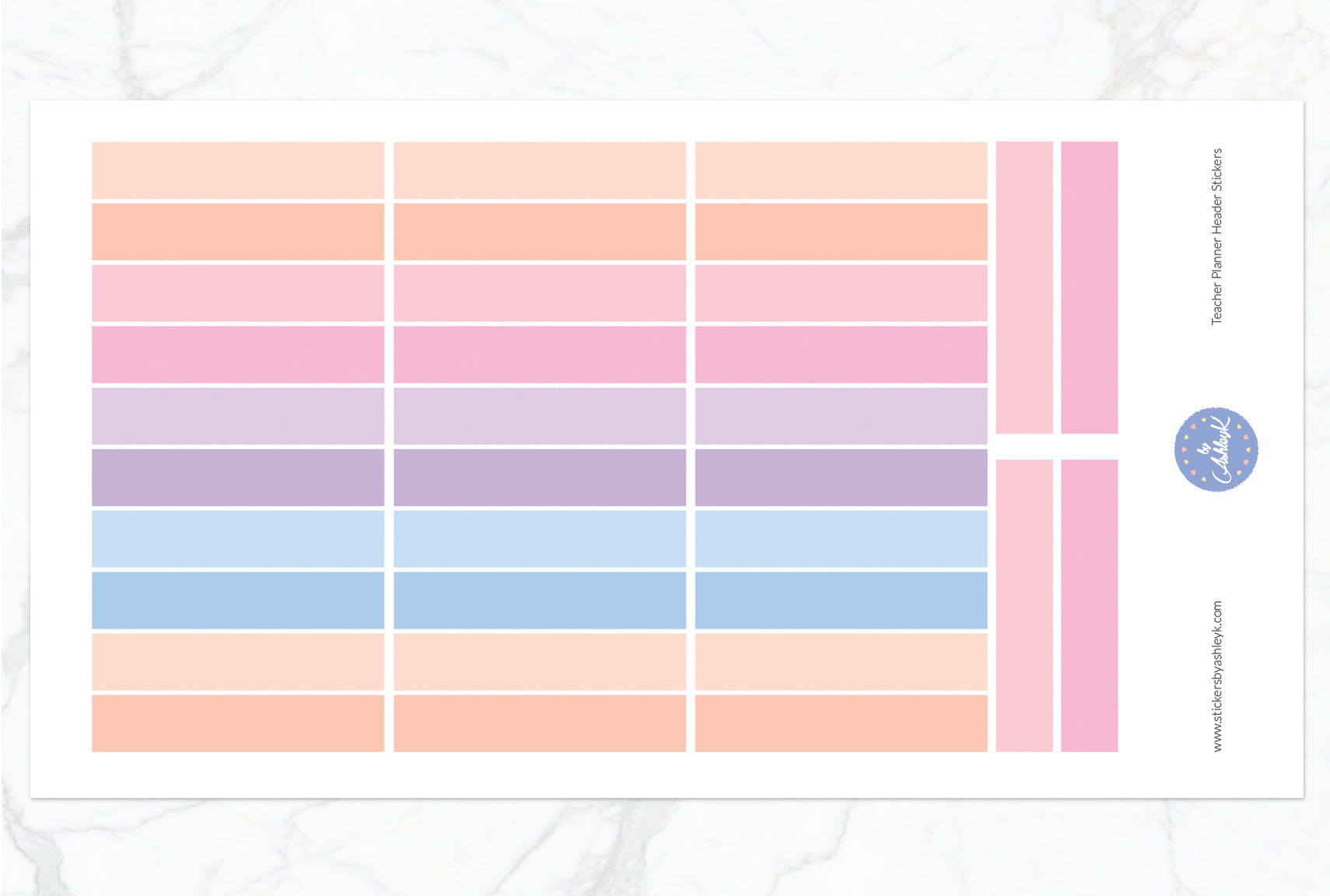 Teacher Planner Header Stickers - Pastel Sunset