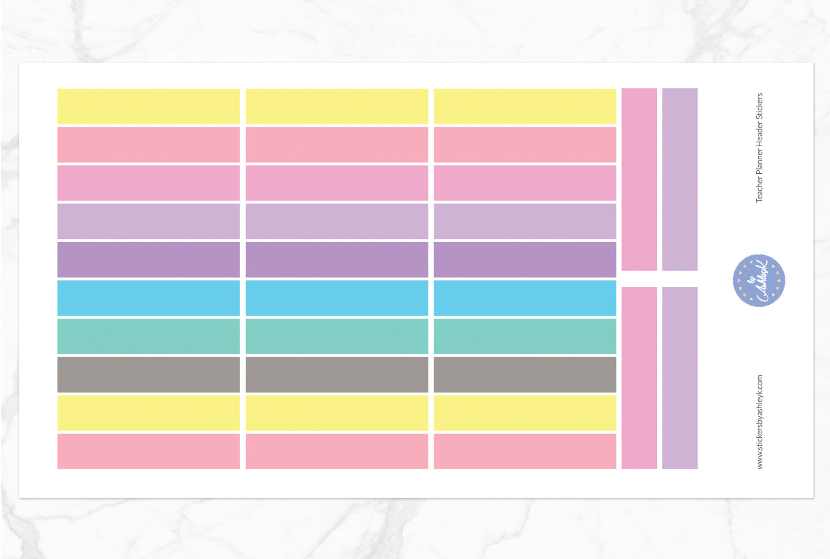 Teacher Planner Header Stickers - Pastel