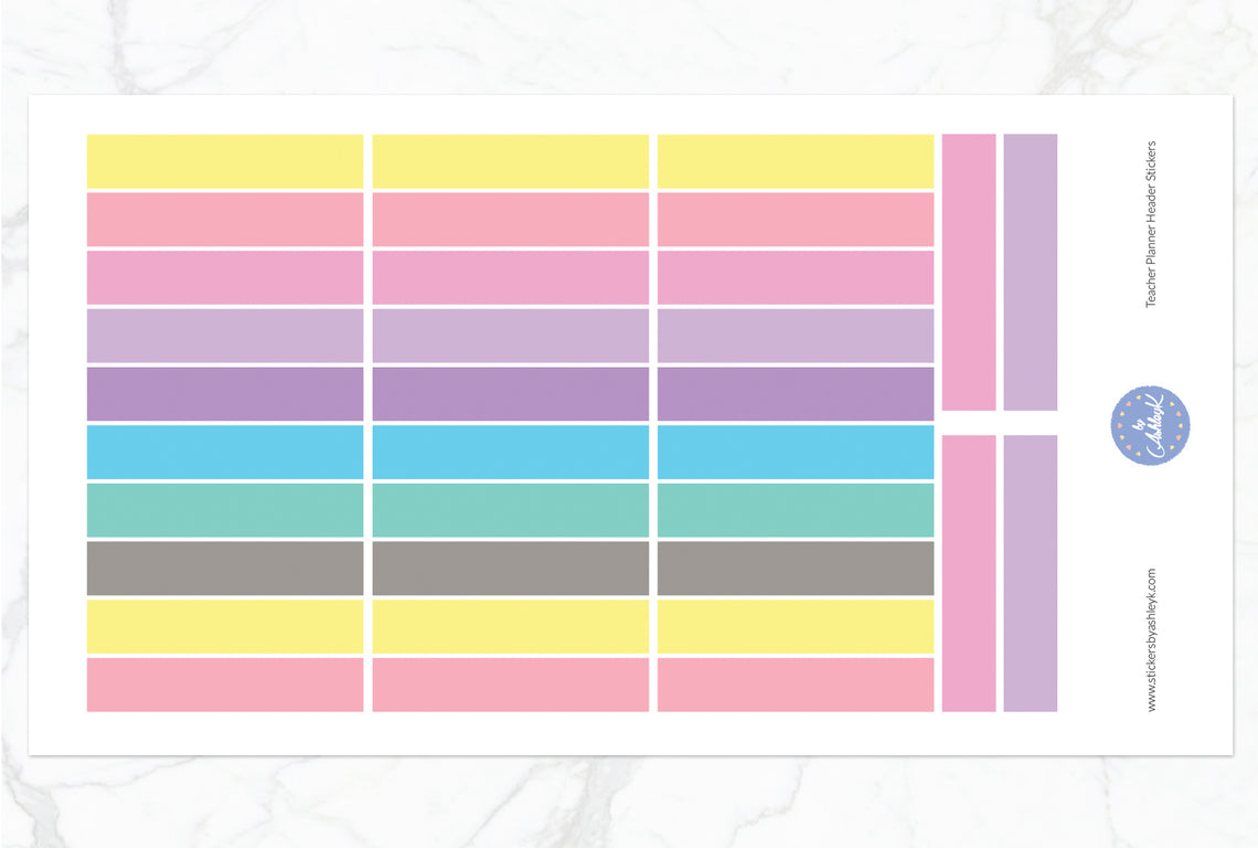 Teacher Planner Header Stickers - Pastel