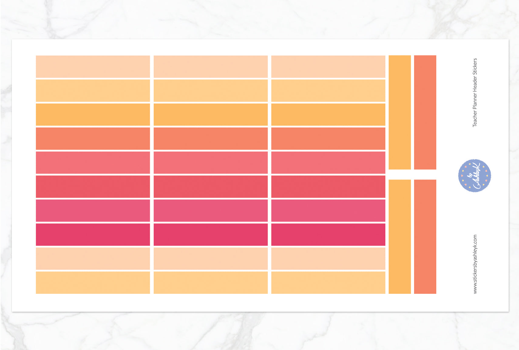 Teacher Planner Header Stickers - Peach