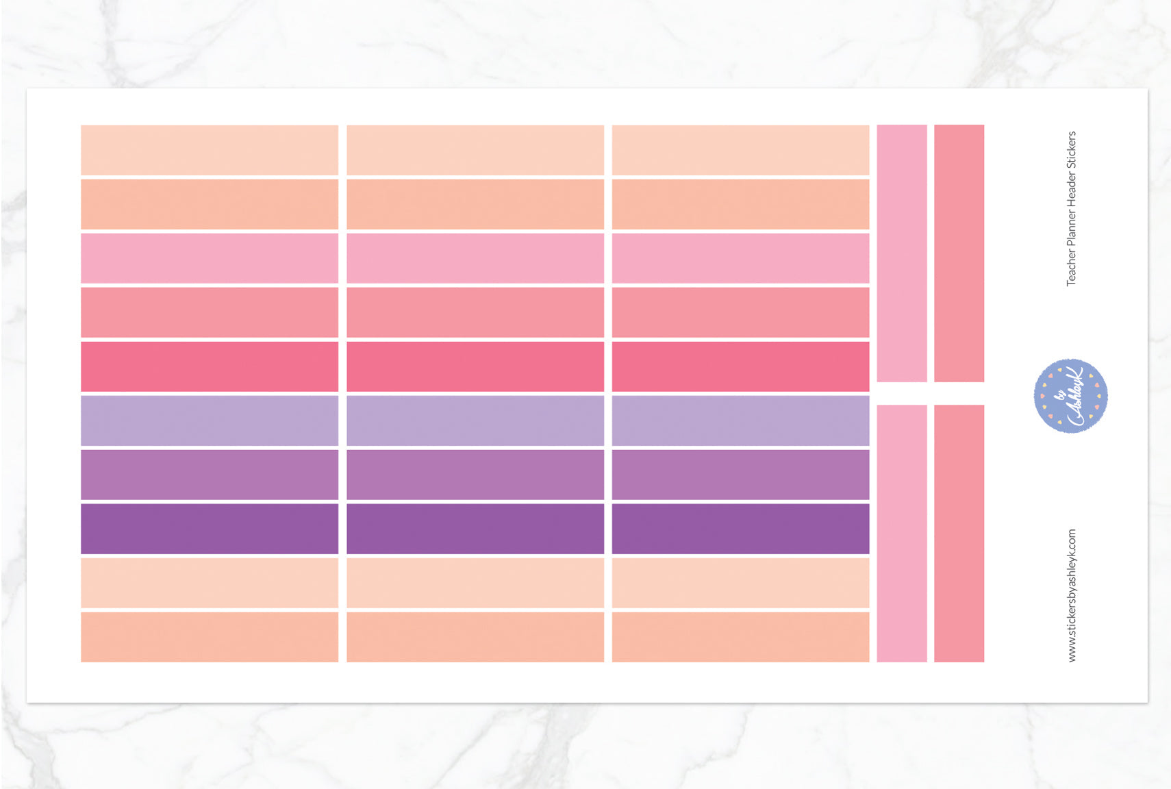 Teacher Planner Header Stickers - Raspberry