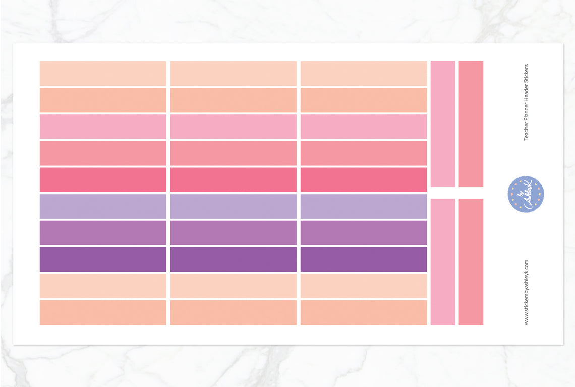 Teacher Planner Header Stickers - Raspberry