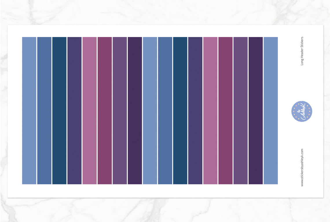 Teacher Planner Long Header Stickers - Blueberry