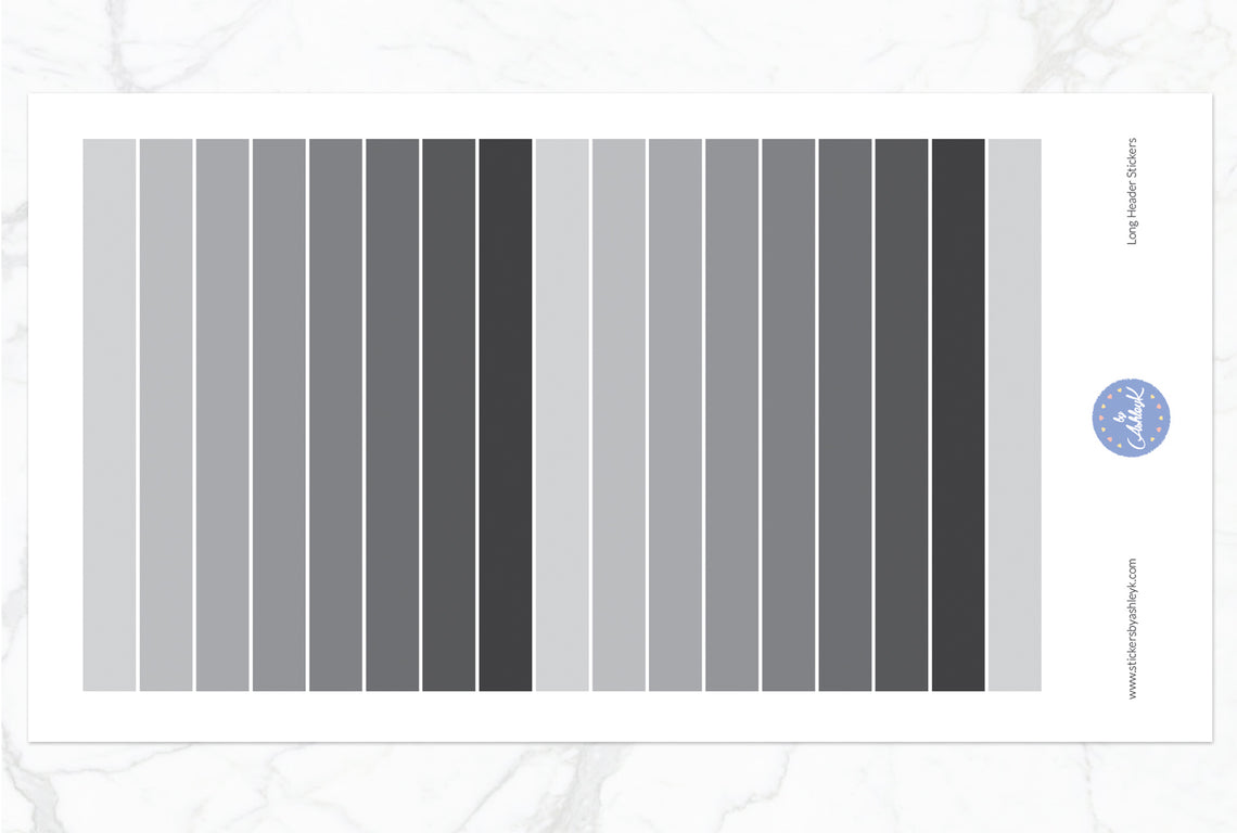 Teacher Planner Long Header Stickers - Monochrome