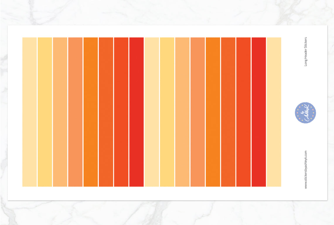 Teacher Planner Long Header Stickers - Orange