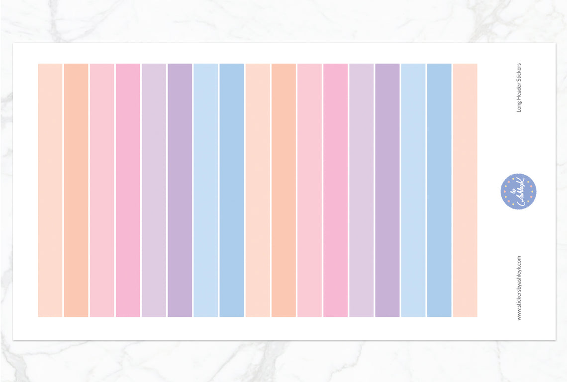 Teacher Planner Long Header Stickers - Pastel Sunset