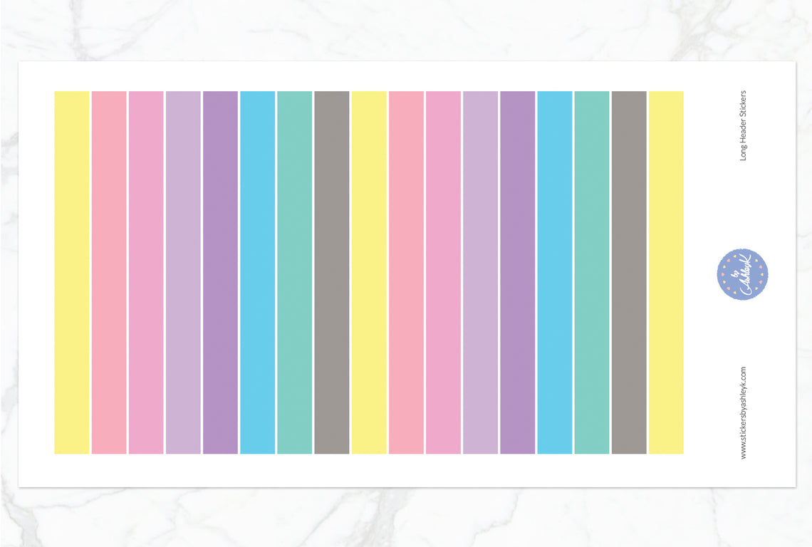 Teacher Planner Long Header Stickers - Pastel
