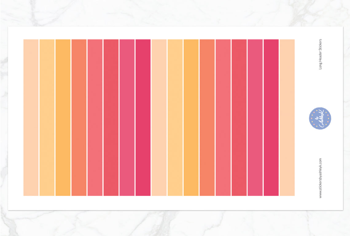 Teacher Planner Long Header Stickers - Peach