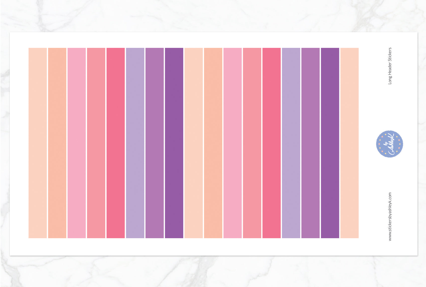 Teacher Planner Long Header Stickers - Raspberry