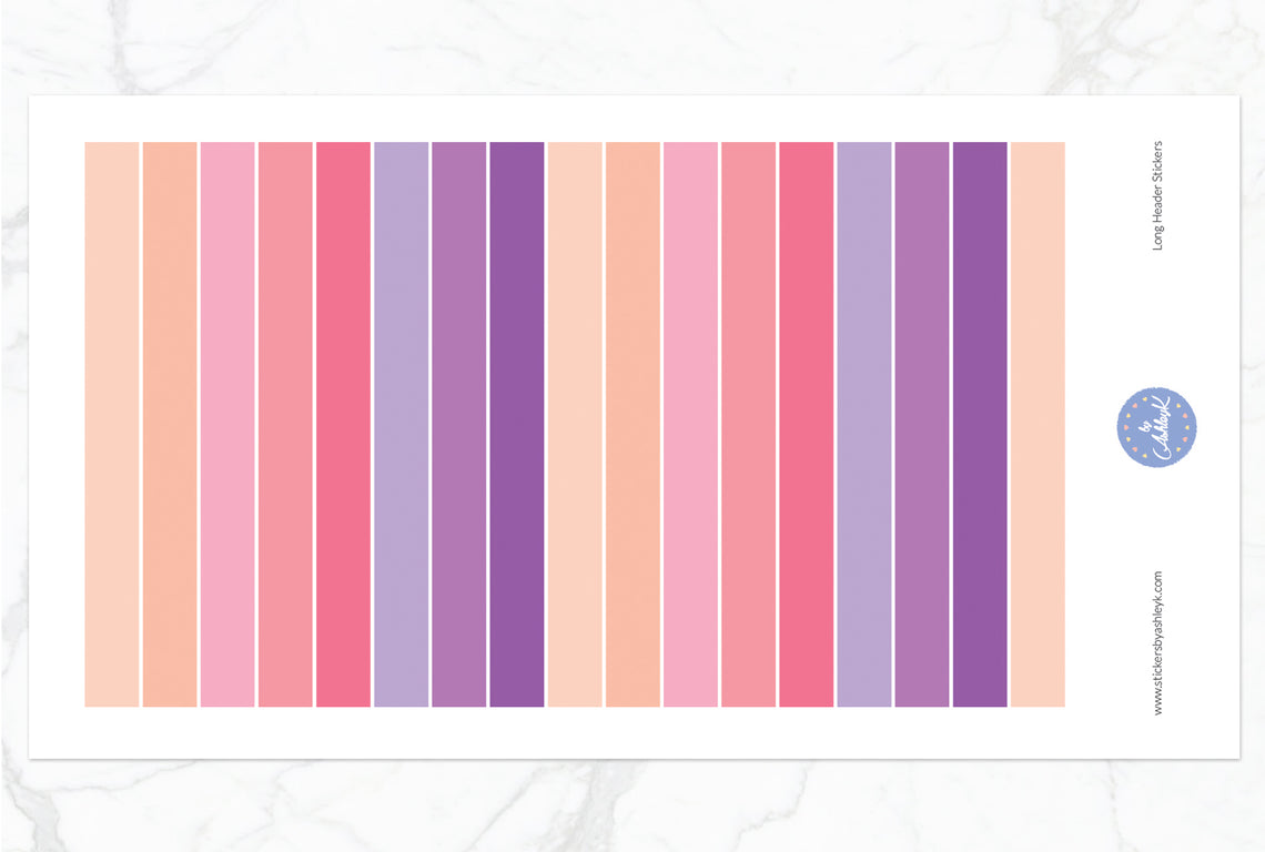 Teacher Planner Long Header Stickers - Raspberry