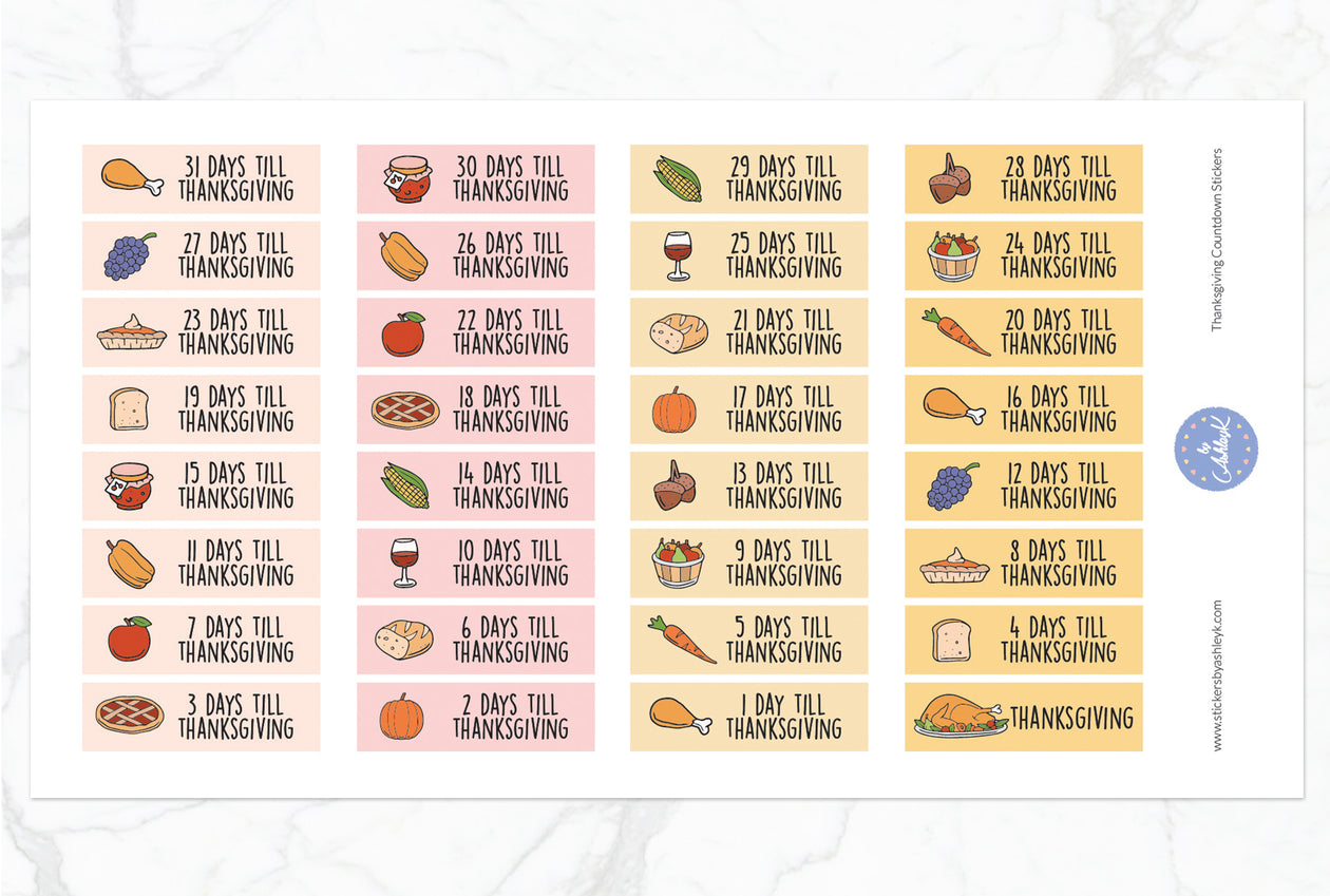 Thanksgiving Countdown Planner Stickers