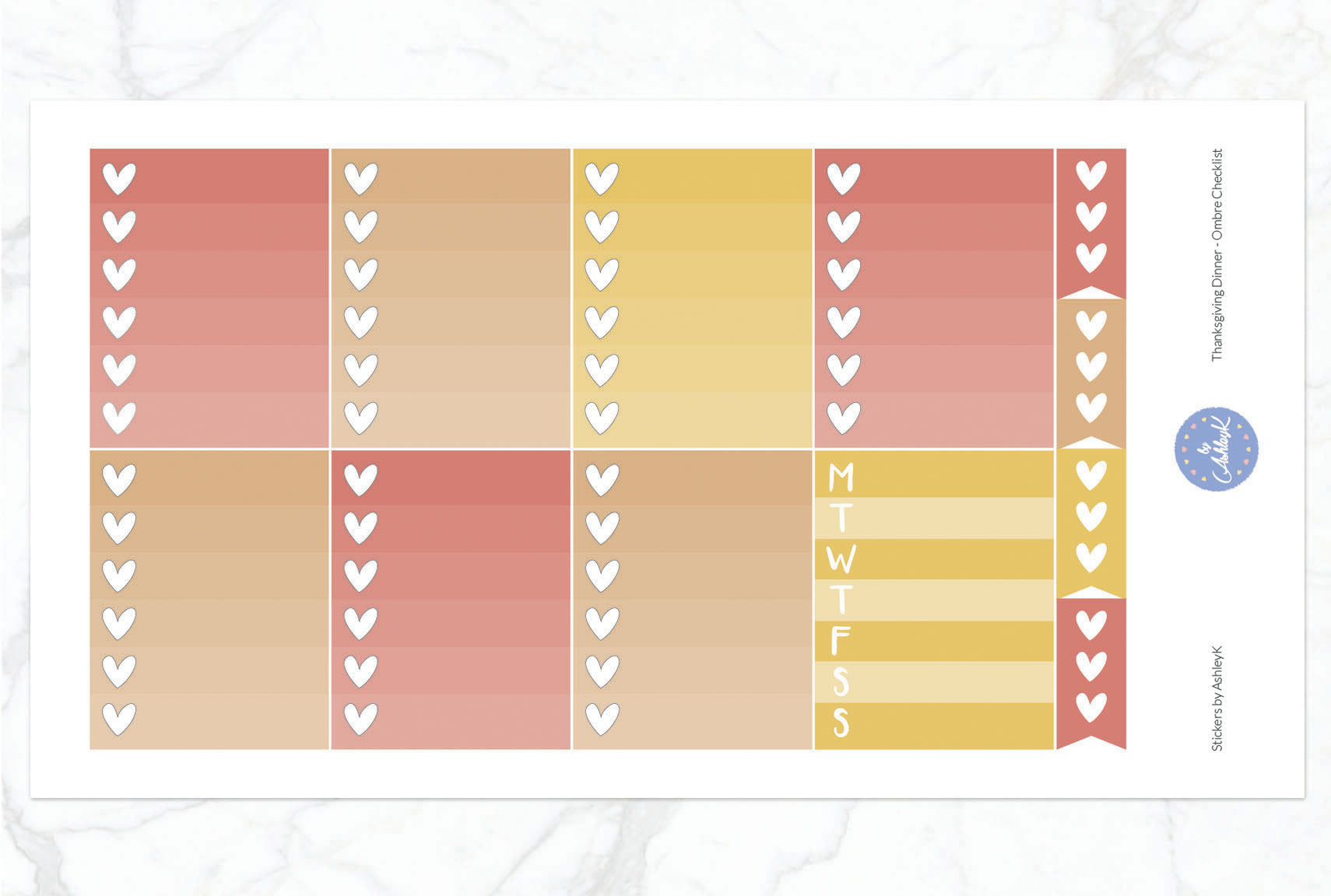 Thanksgiving Dinner - Ombre Checklist Sheet