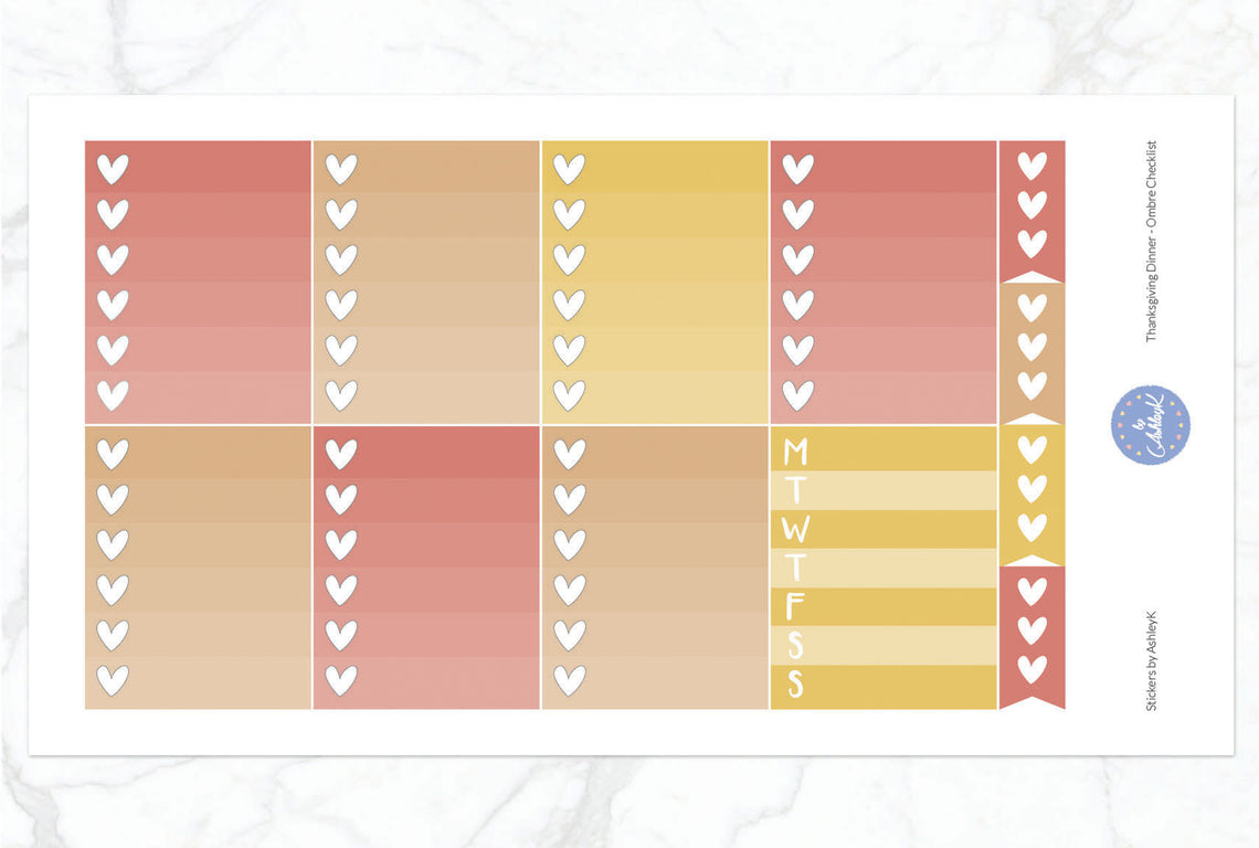 Thanksgiving Dinner - Ombre Checklist Sheet