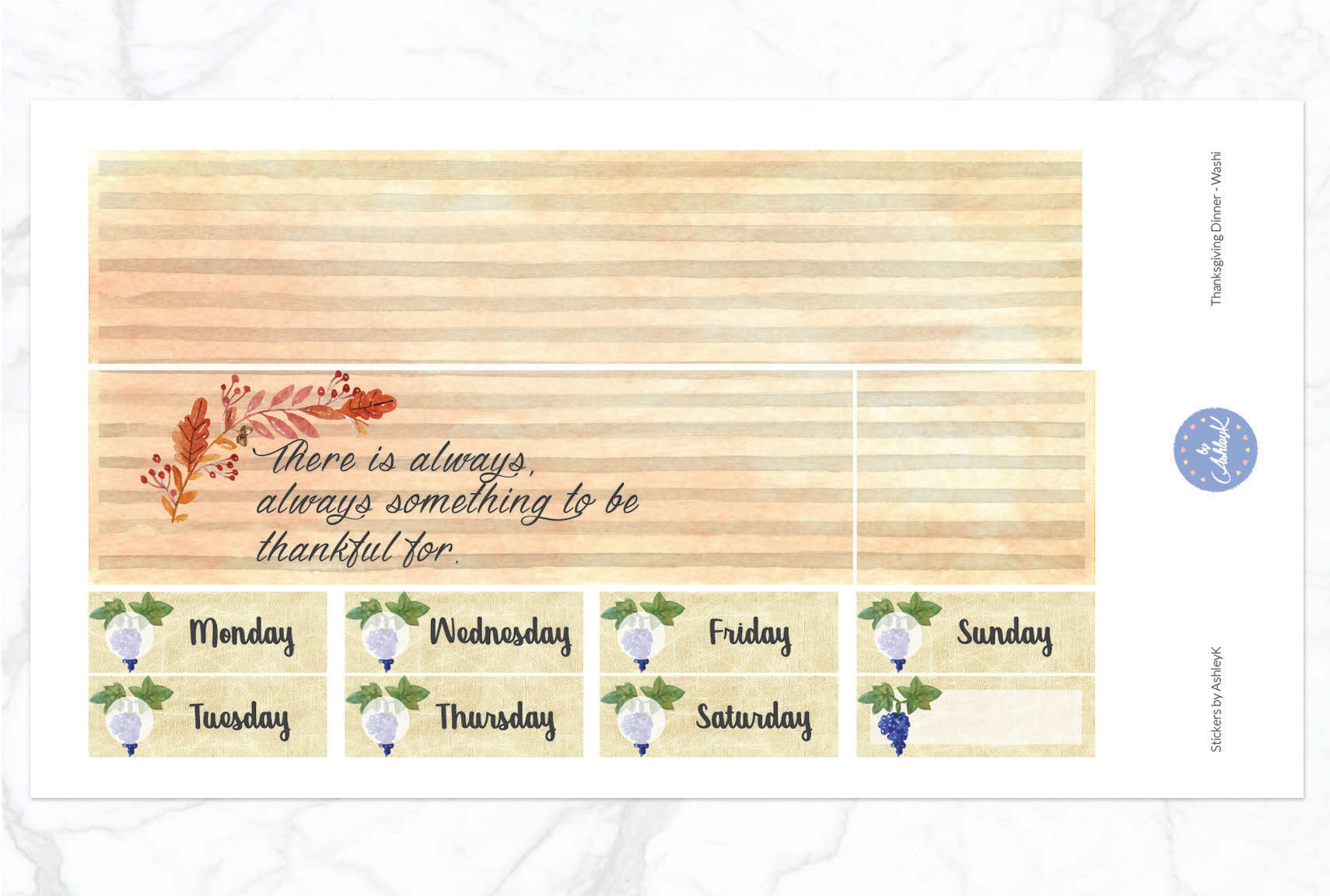 Thanksgiving Dinner - Washi Sheet