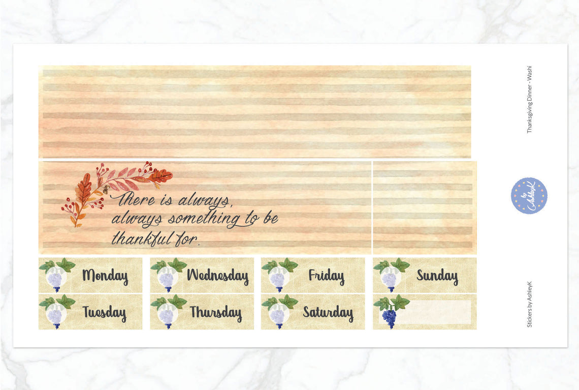 Thanksgiving Dinner - Washi Sheet