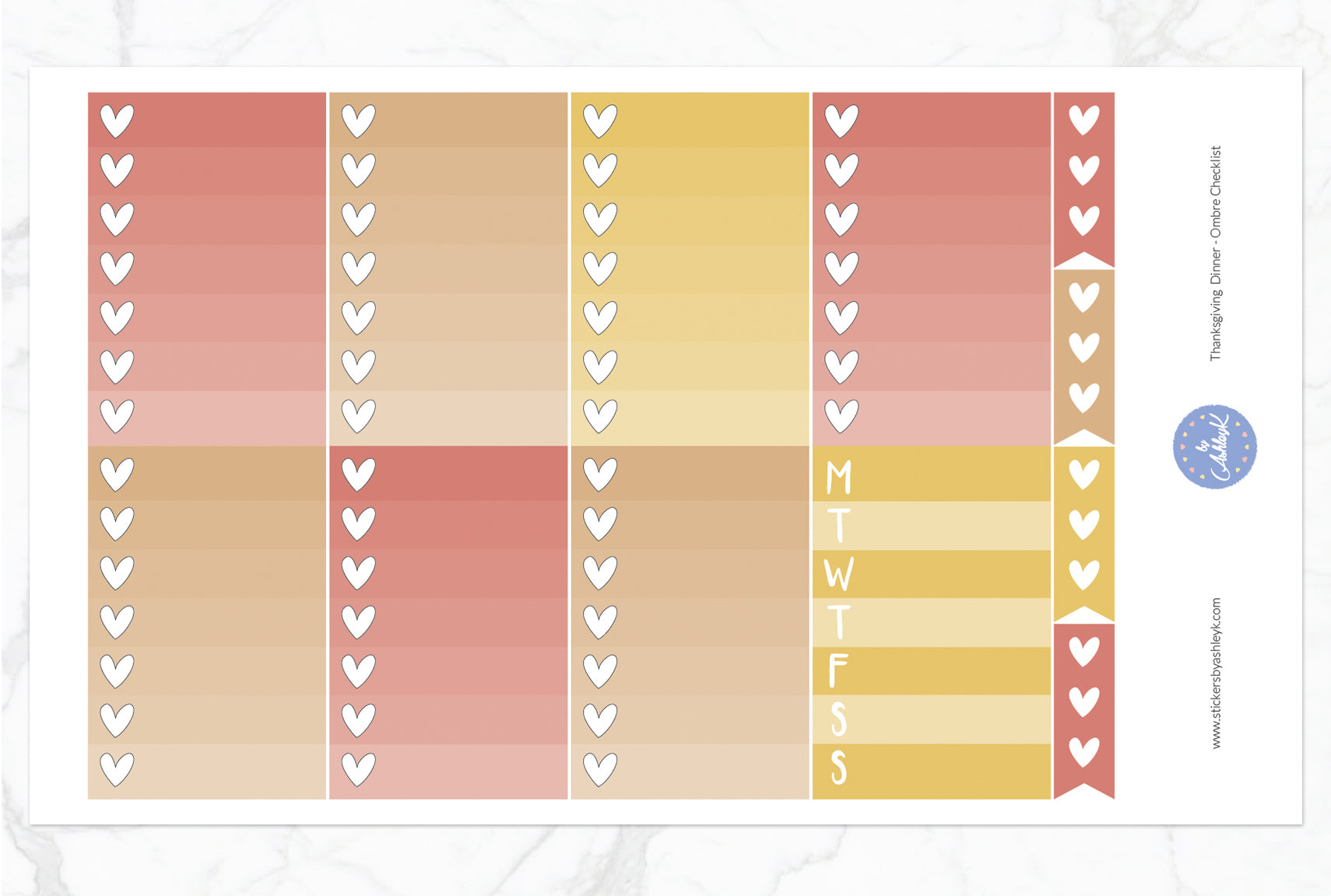 Thanksgiving Dinner Weekly Kit  - Ombre Checklist Sheet