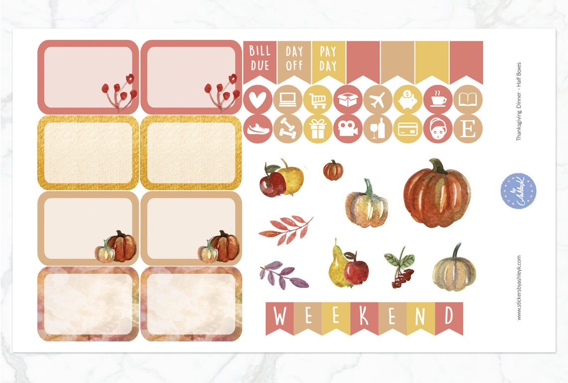 Thanksgiving Dinner Weekly Kit  - Half Box Sheet