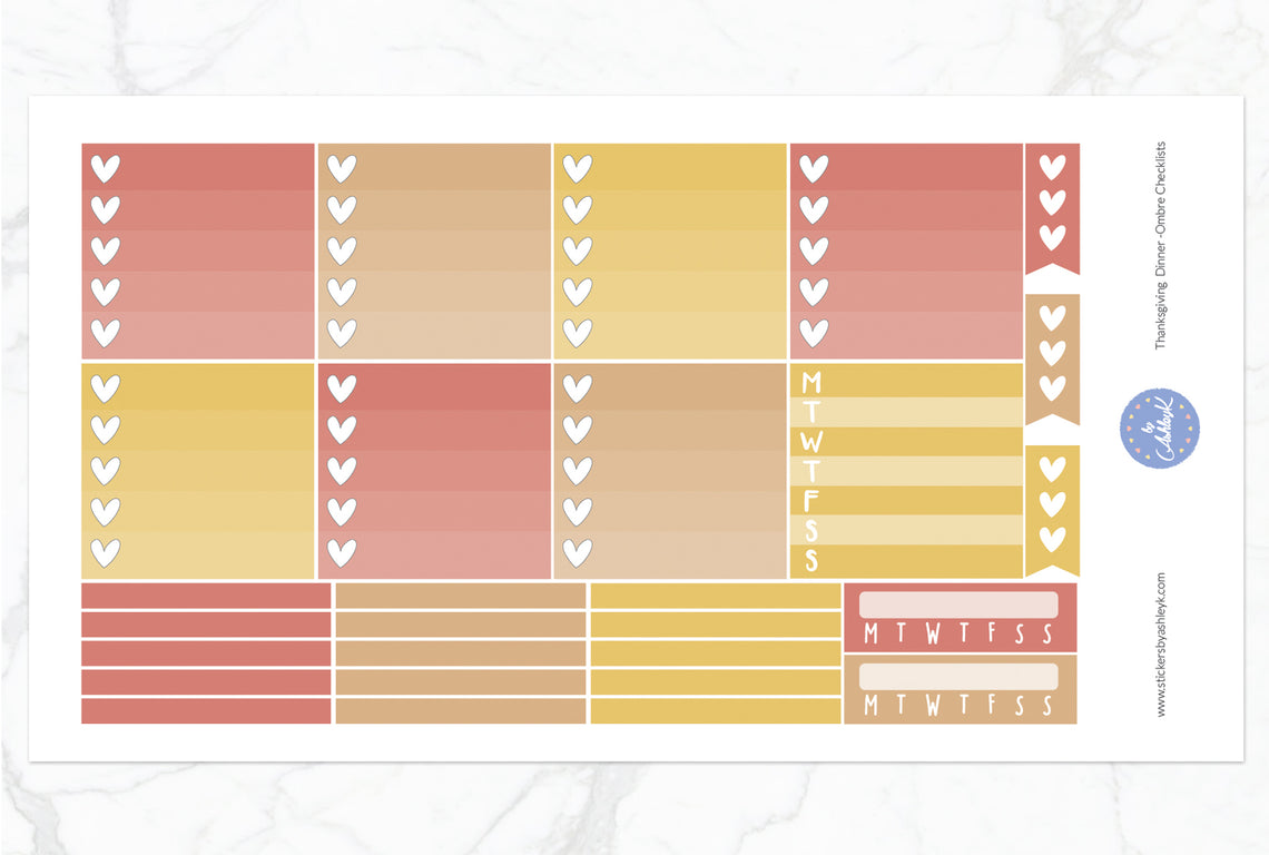 Thanksgiving Dinner Weekly Kit  - Ombre Checklist Sheet