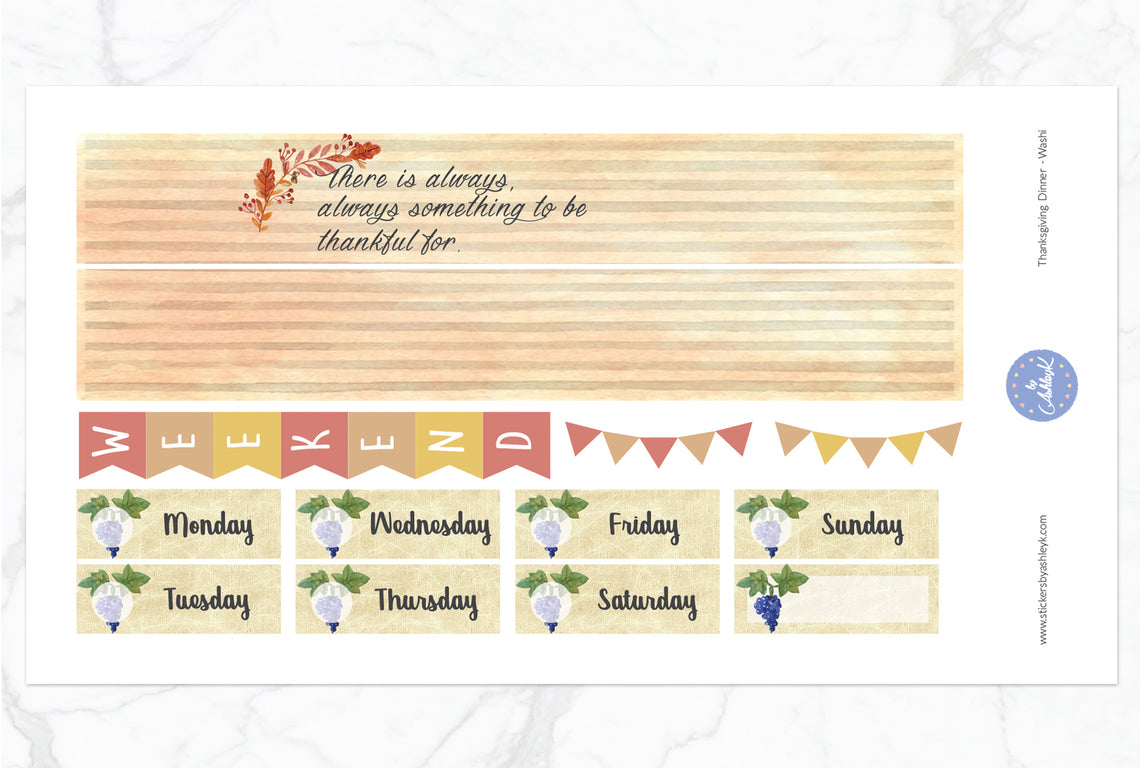Thanksgiving Dinner Weekly Kit  - Washi Sheet