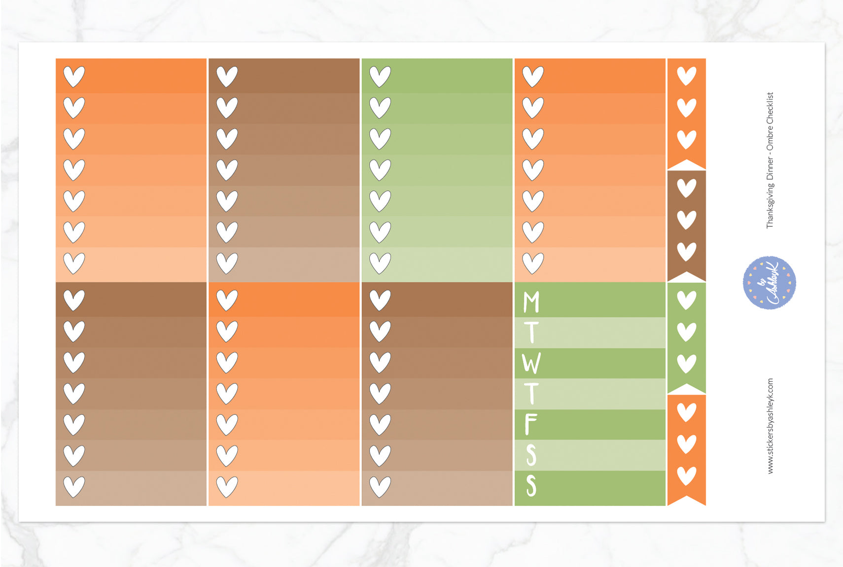 Thanksgiving Weekly Kit  - Ombre Checklist Sheet