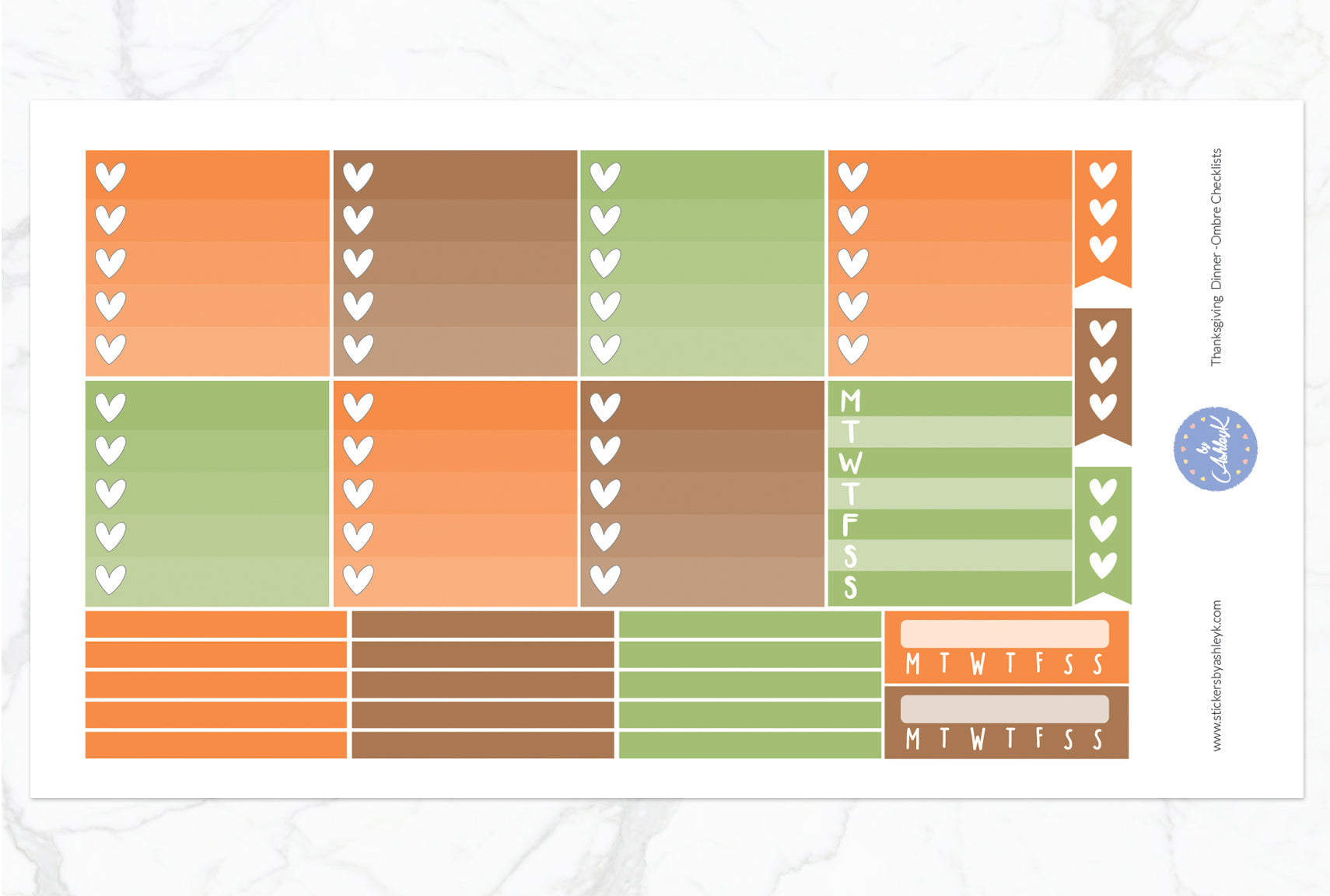 Thanksgiving Weekly Kit  - Ombre Checklist Sheet