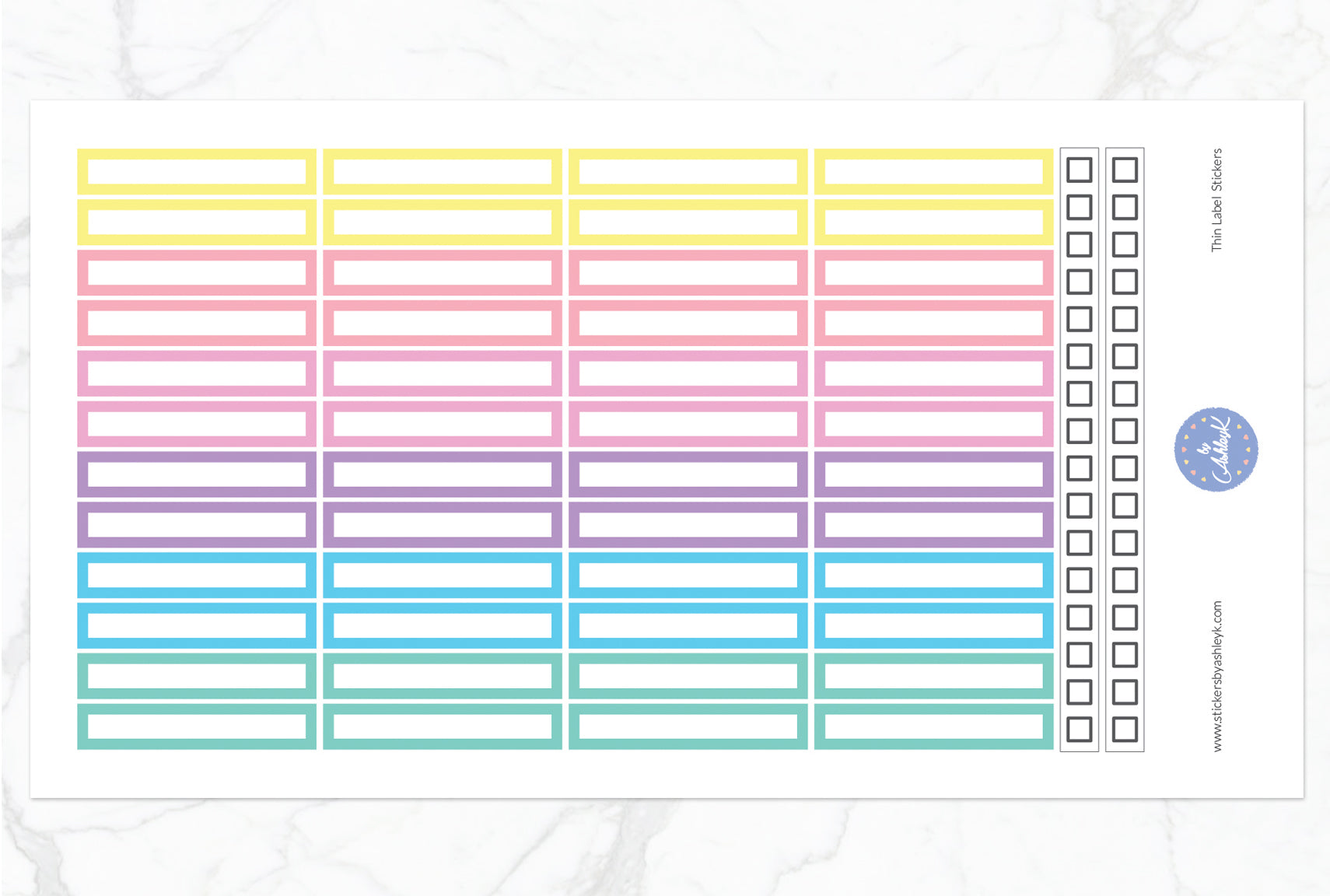 Thin Label Stickers - Pastel