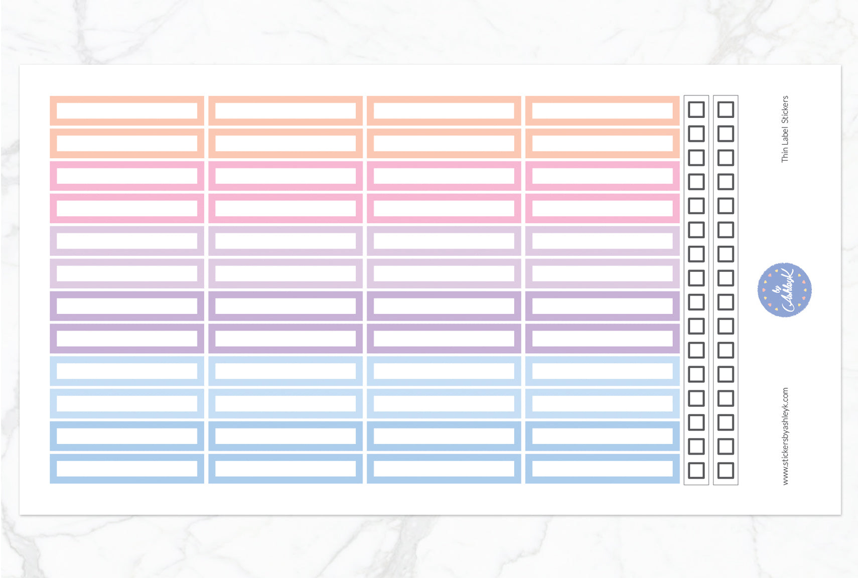 Thin Label Stickers - Pastel Sunset